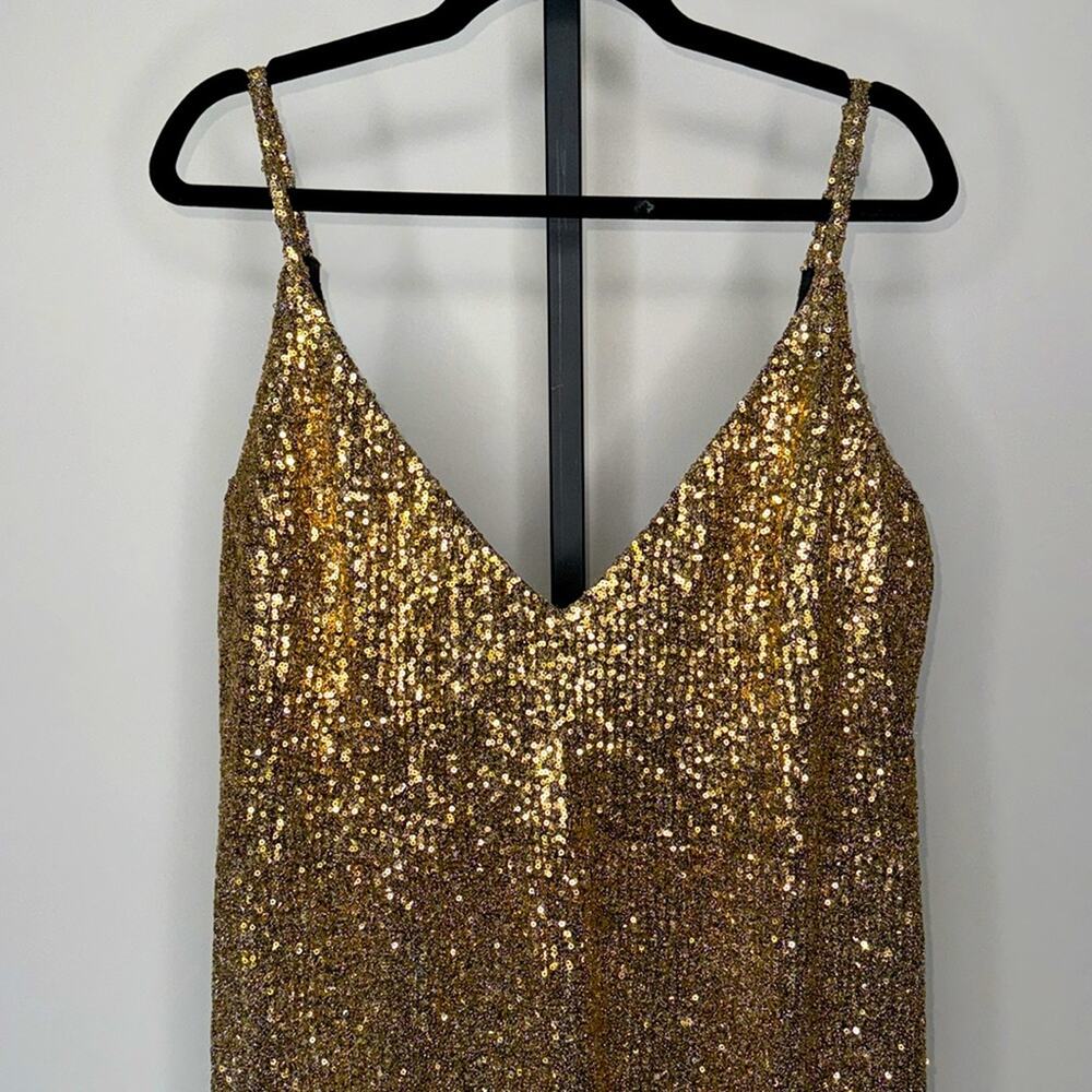 Mac Duggal Gold Sequin Maxi Dress - Picture 4 of 10